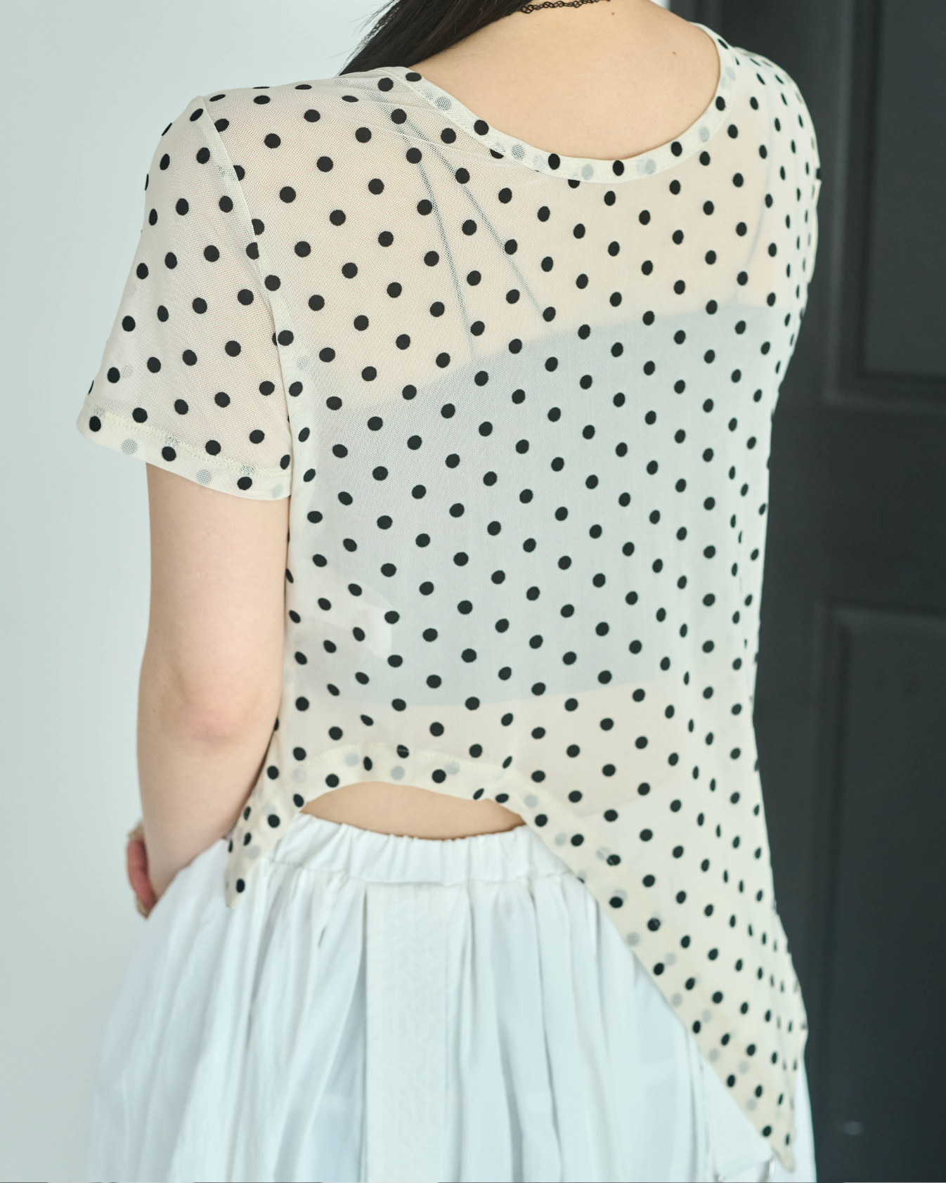 Printed Sheer Short Sleeve Tops