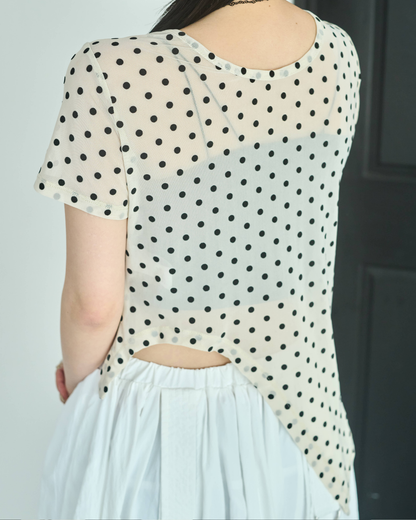 Printed Sheer Short Sleeve Tops