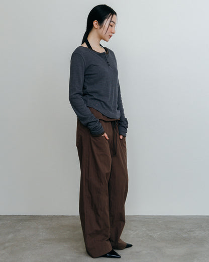 Fold Waist Lowrise Pants