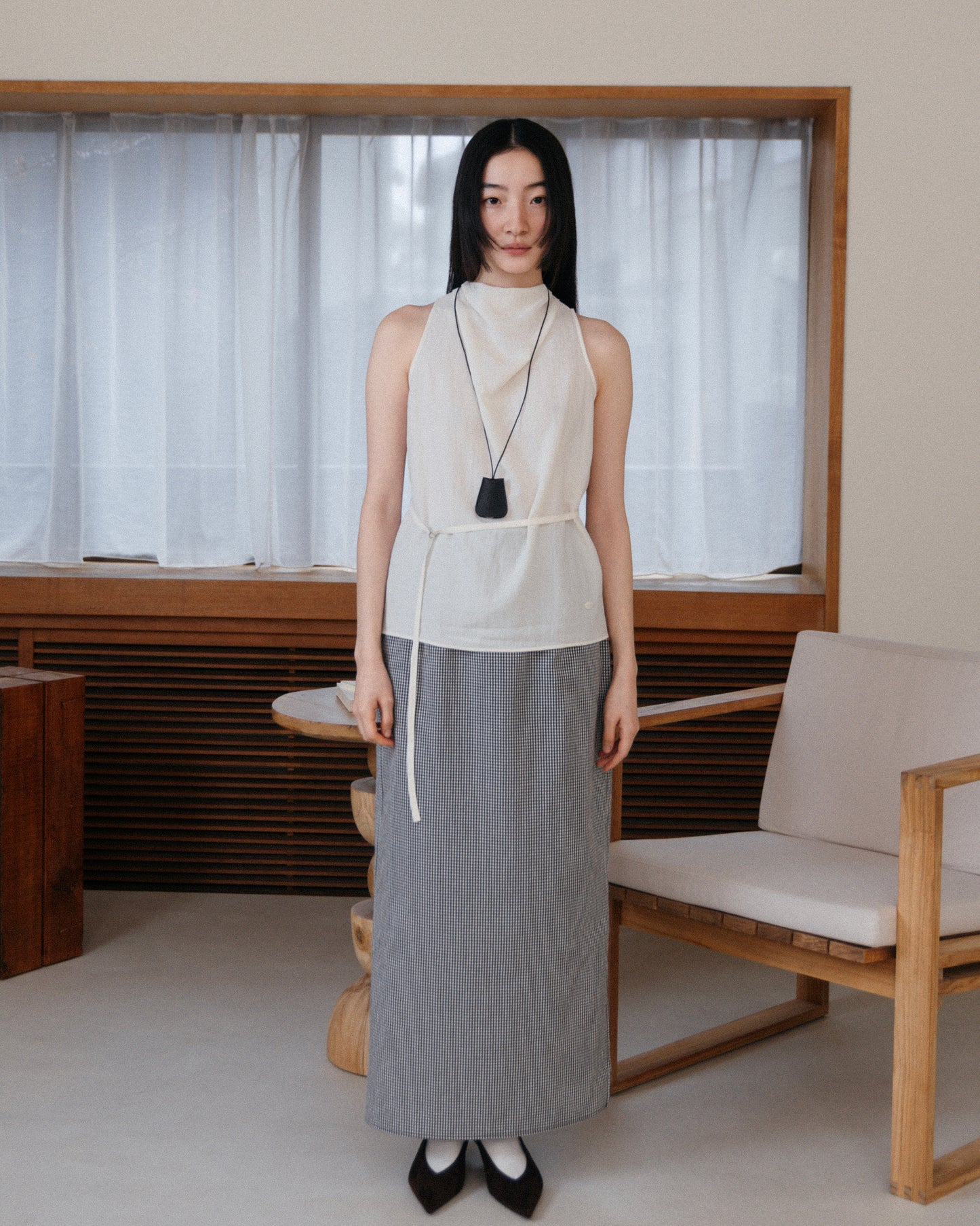 Gingham Check Pencil Skirt