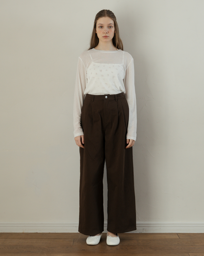 Two-Tuck Studded Twill Pants