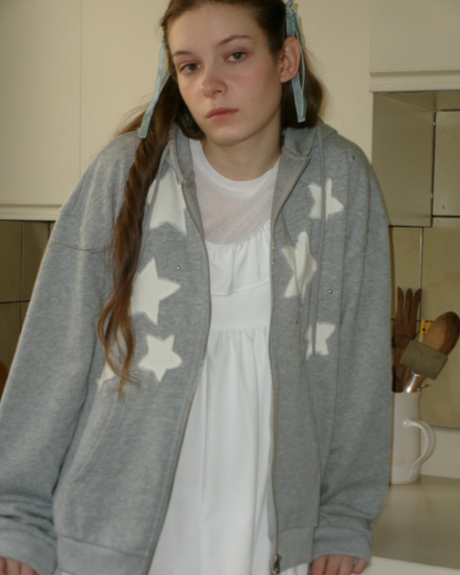 Star Patchwork Zip Hoodie