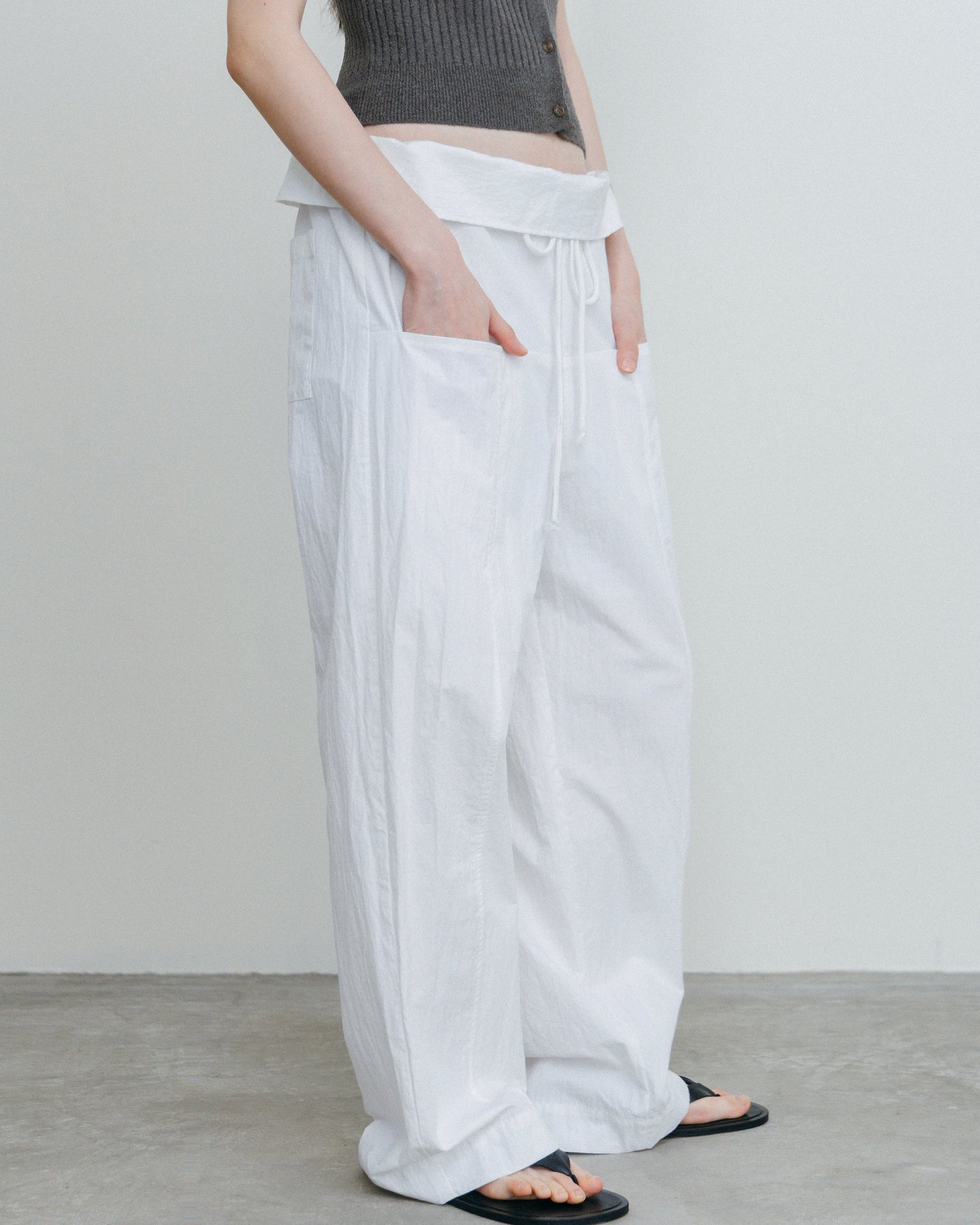 Fold Waist Lowrise Pants