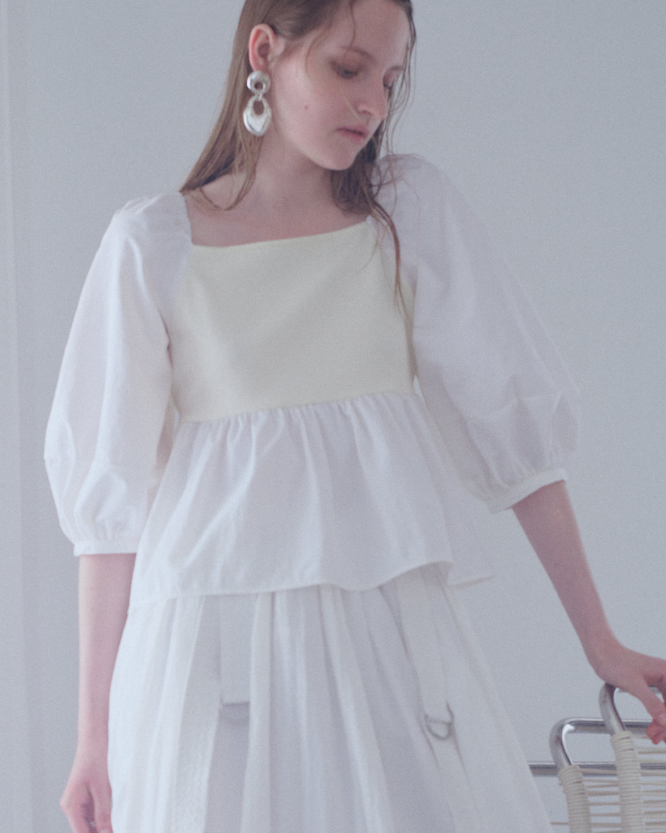 【予約】Square Neck Peplum Tops※6月下旬配送