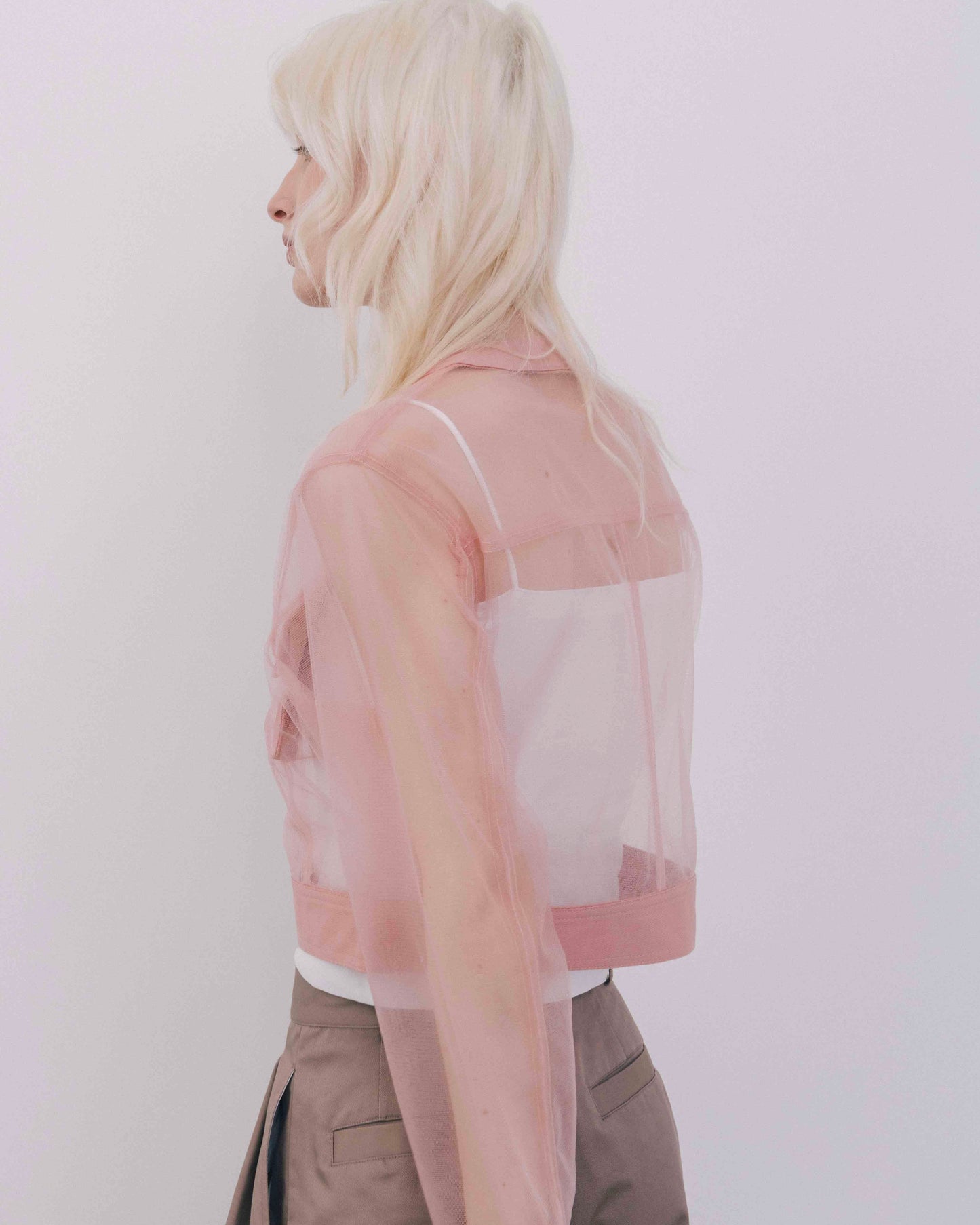 No-Collar Tulle Blouson