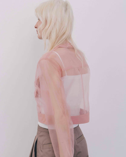 No-Collar Tulle Blouson