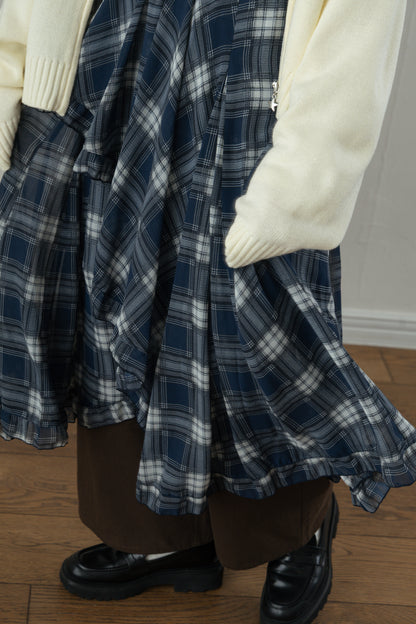 Asymmetrical Check Chiffon Skirt