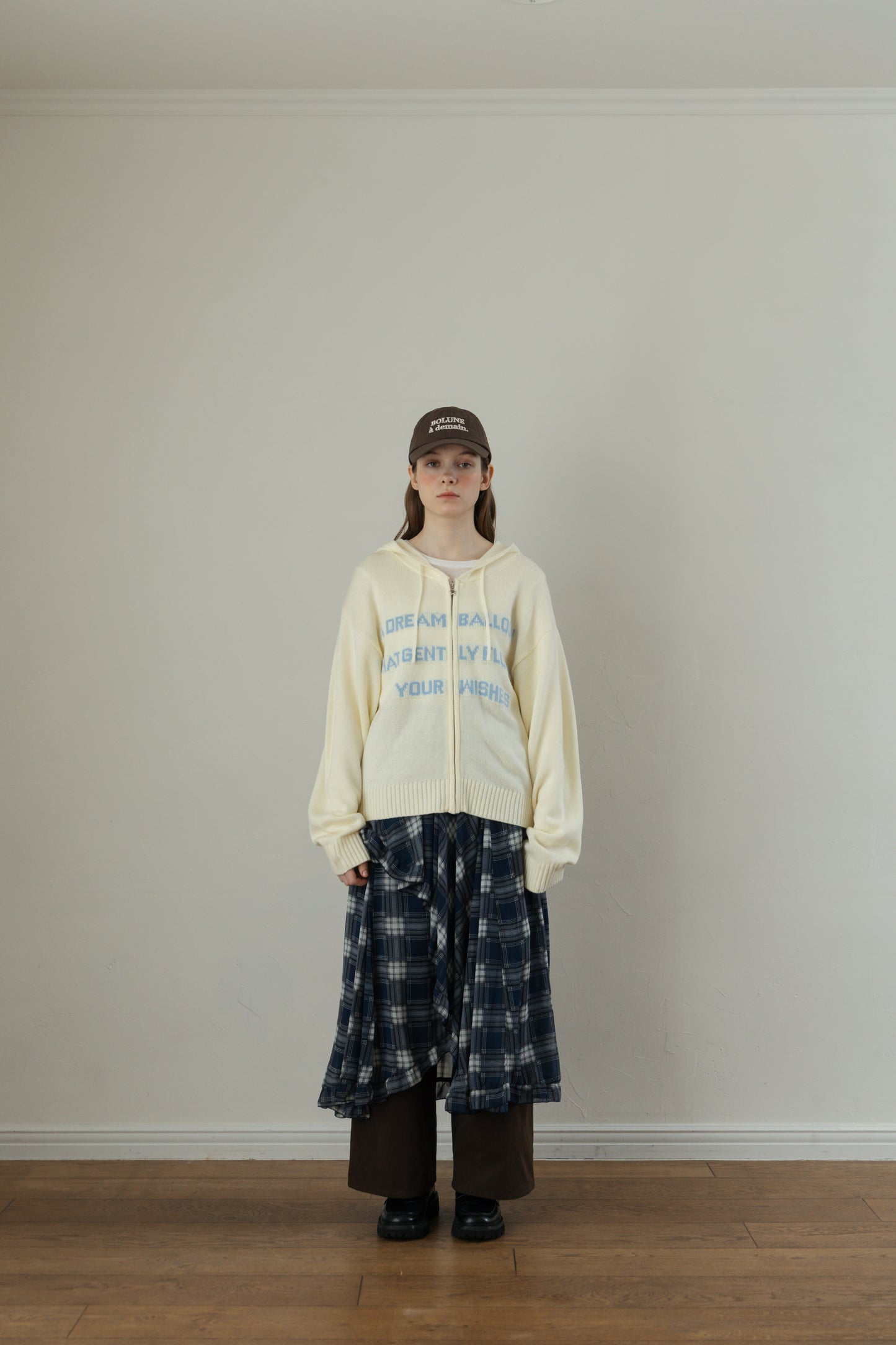 Asymmetrical Check Chiffon Skirt