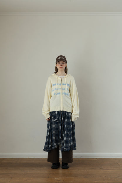 Asymmetrical Check Chiffon Skirt