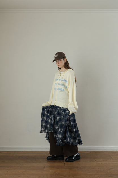 Asymmetrical Check Chiffon Skirt