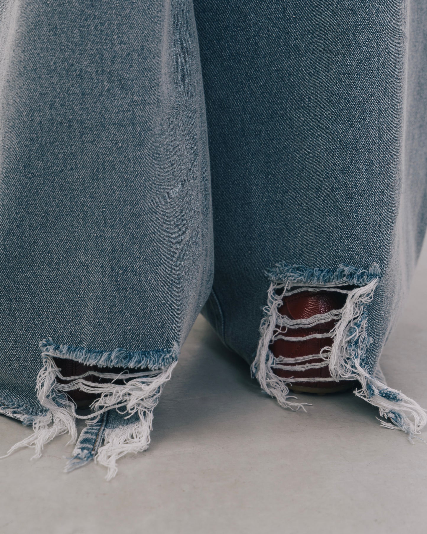 Wide Silhouette Distressed Denim