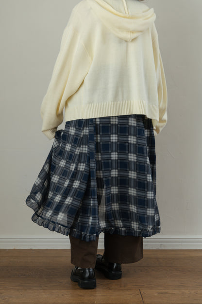Asymmetrical Check Chiffon Skirt