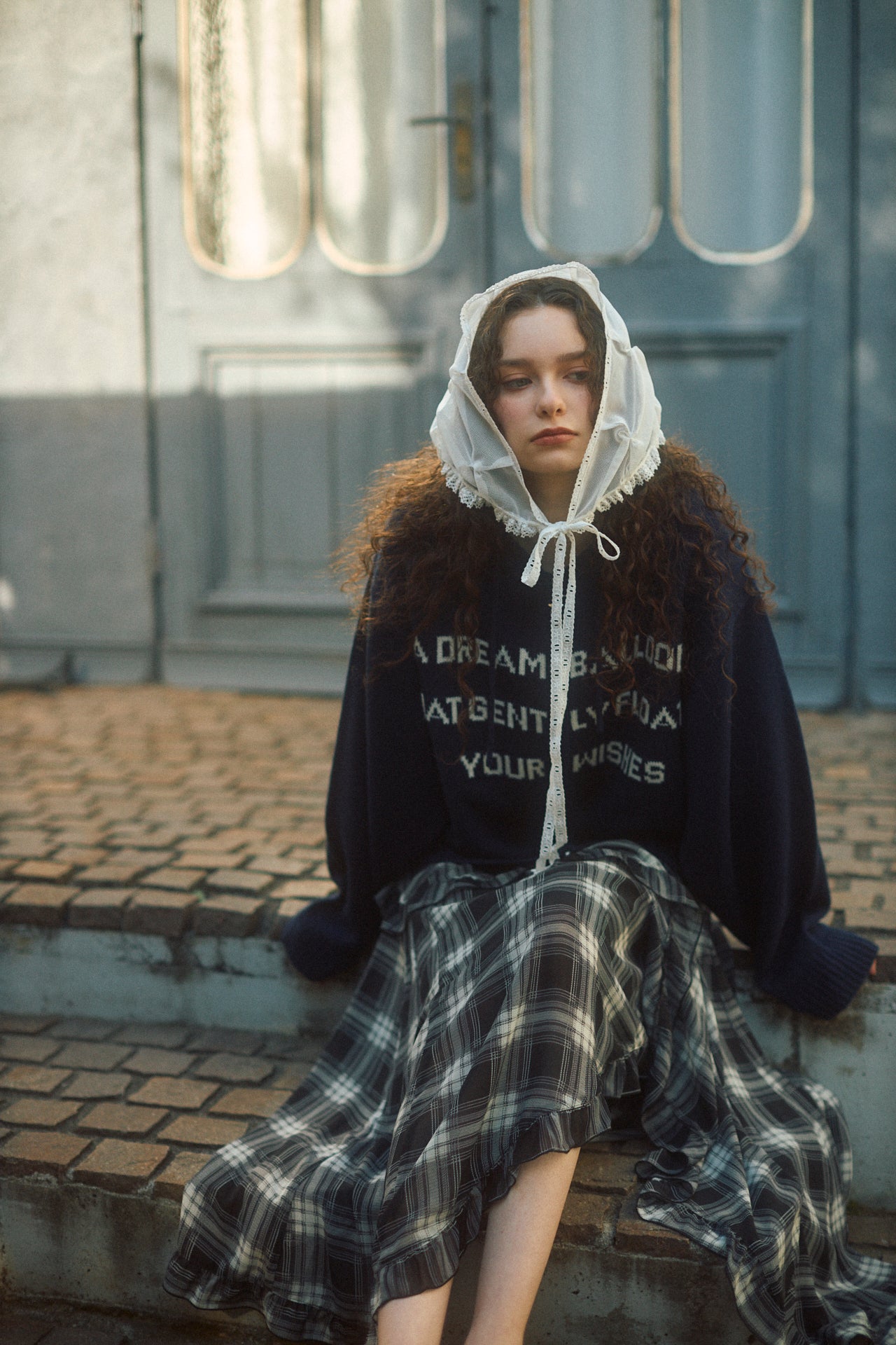 Letter Print Knit Zip Hoodie