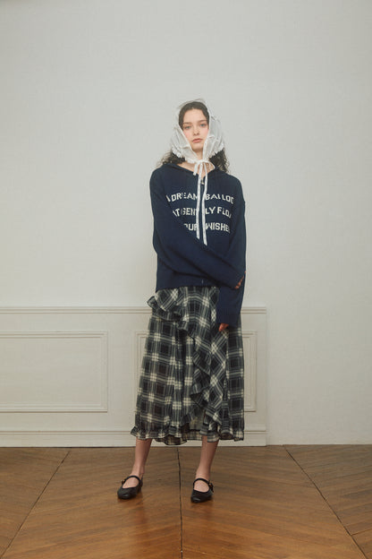 Asymmetrical Check Chiffon Skirt