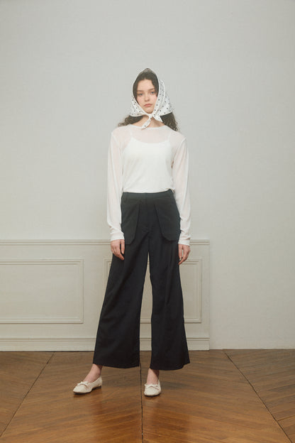 Skirt-Layered Nylon Pants