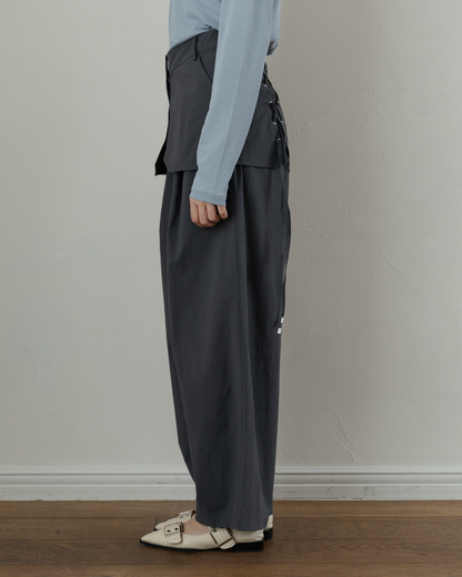 Skirt-Layered Nylon Pants