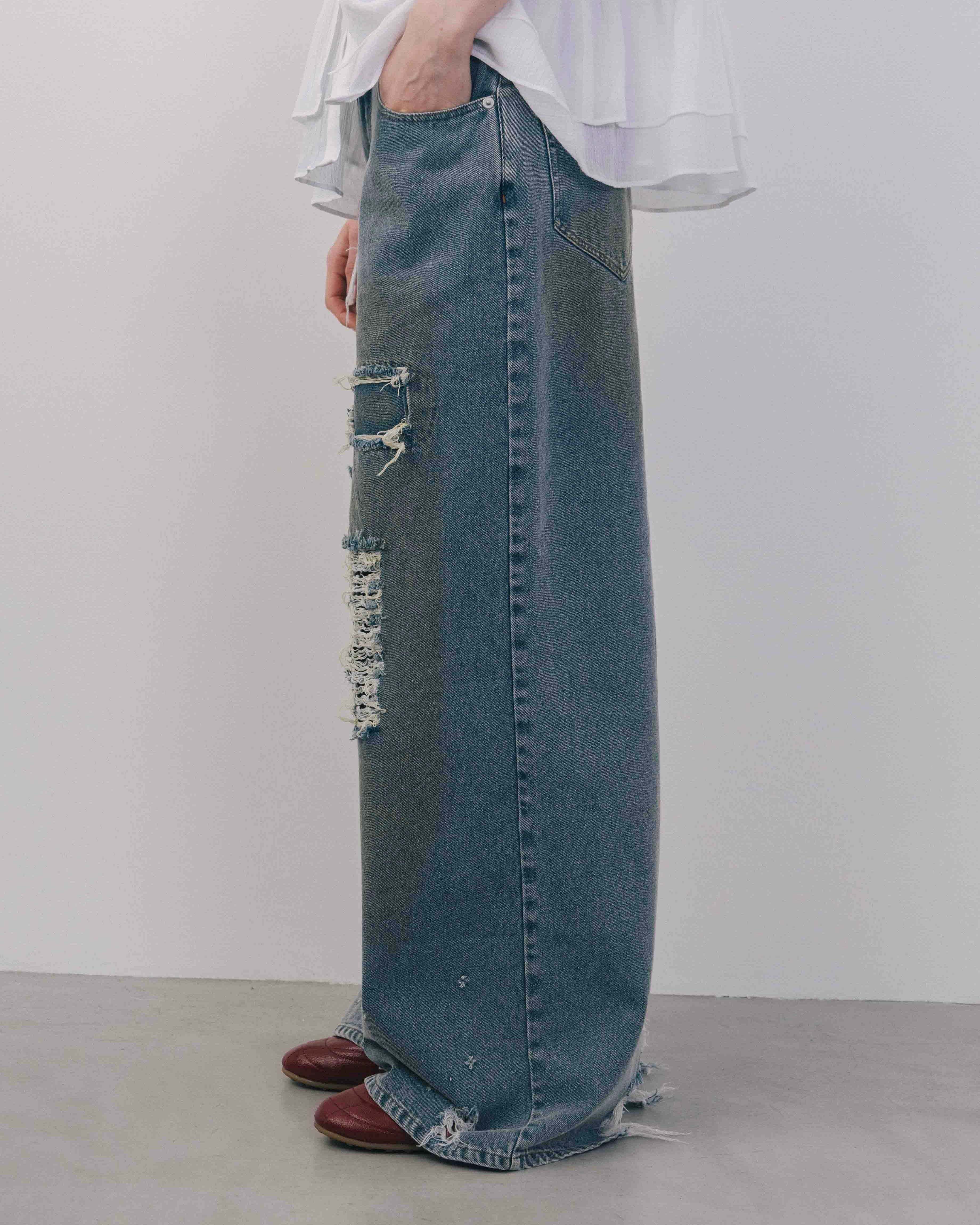 Wide Silhouette Distressed Denim – newv | ヌーヴ