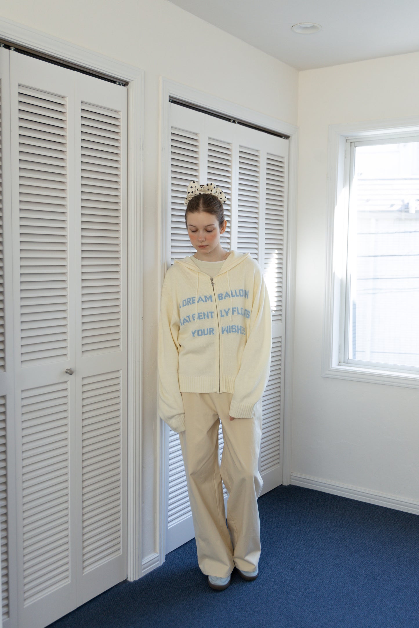 Letter Print Knit Zip Hoodie