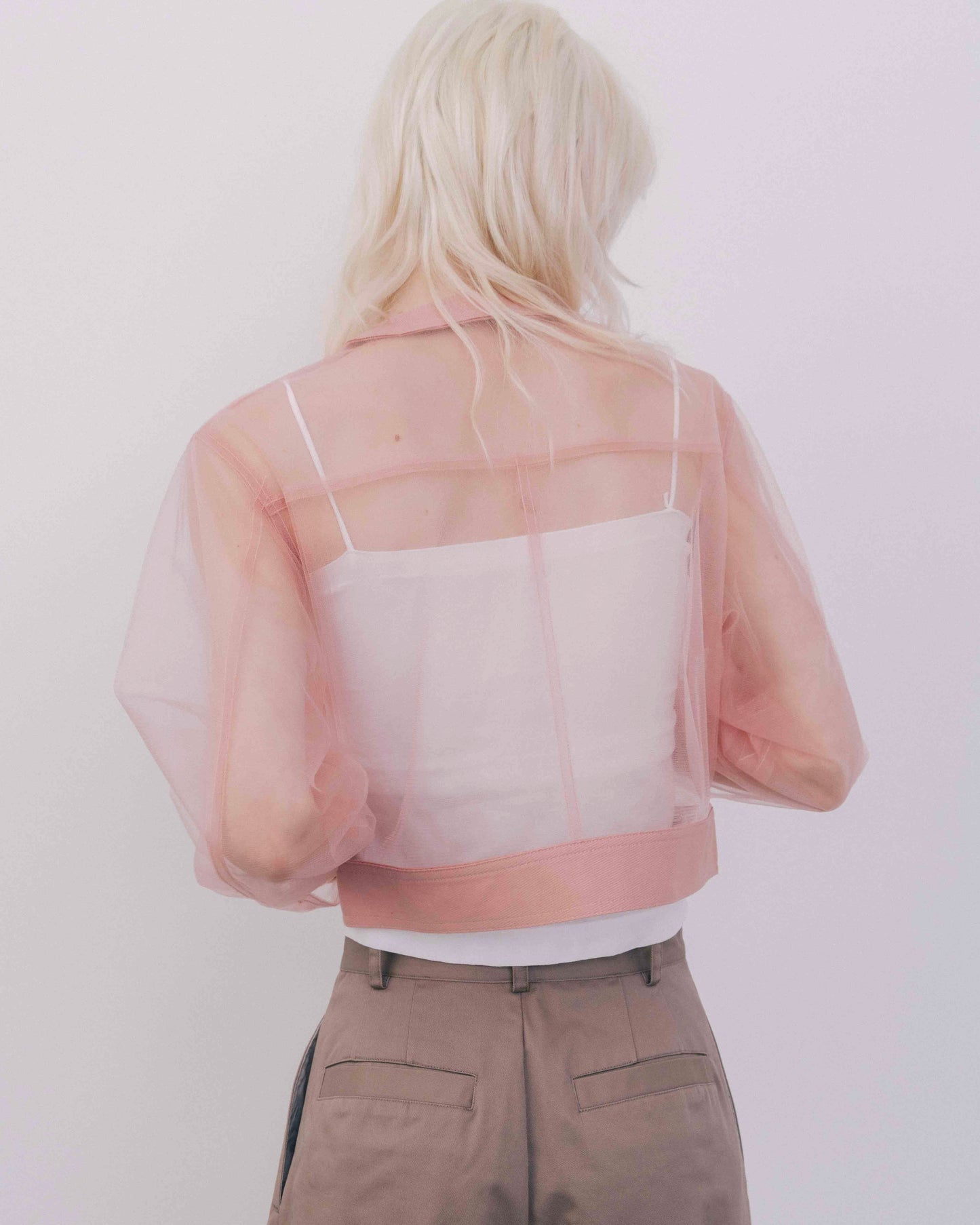 No-Collar Tulle Blouson