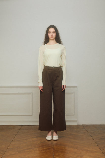 Basic Sheer Color Long-Sleeve T-Shirt