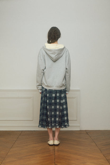 Asymmetrical Check Chiffon Skirt