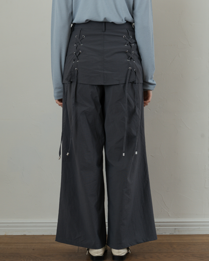 Skirt-Layered Nylon Pants