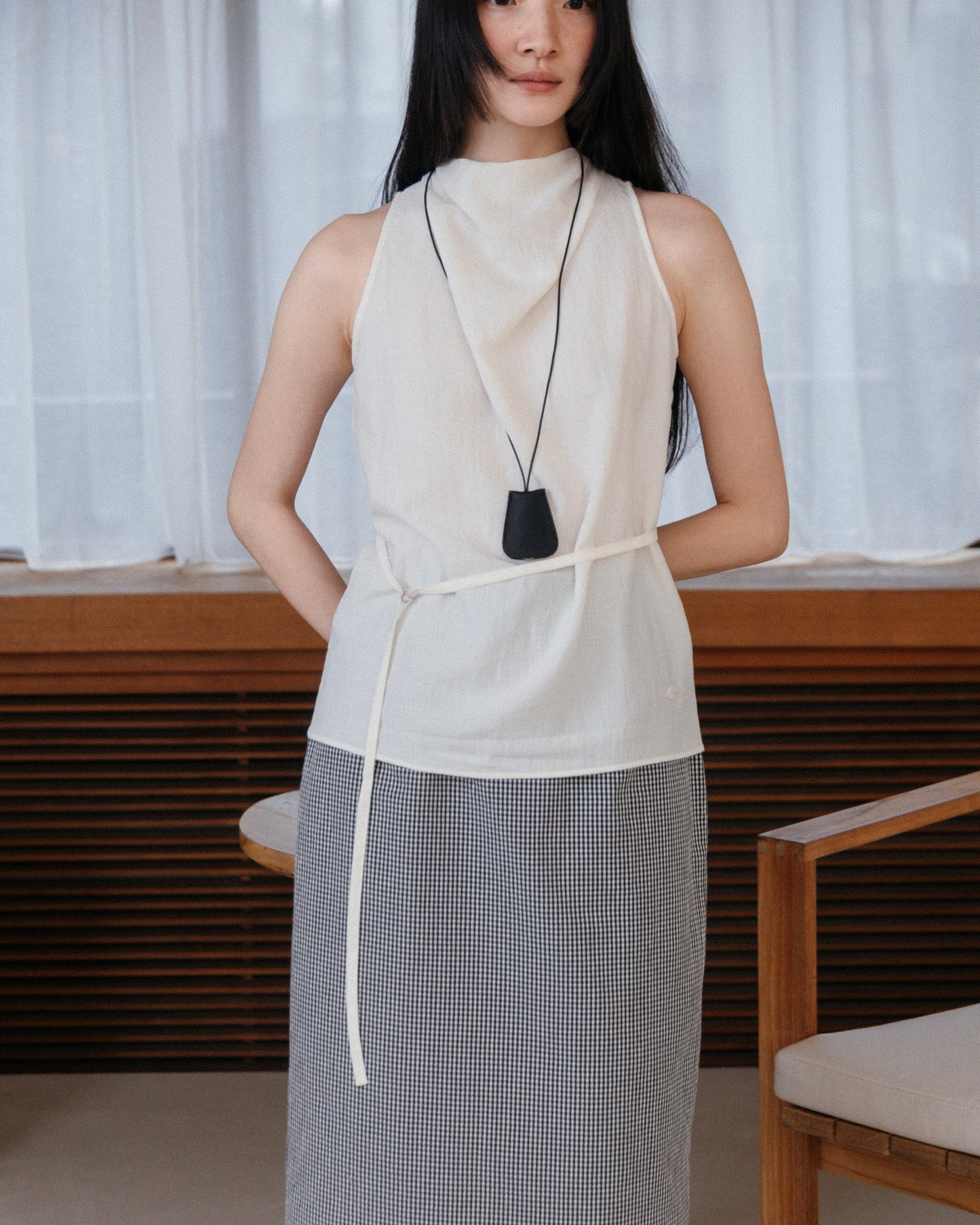 Gingham Check Pencil Skirt