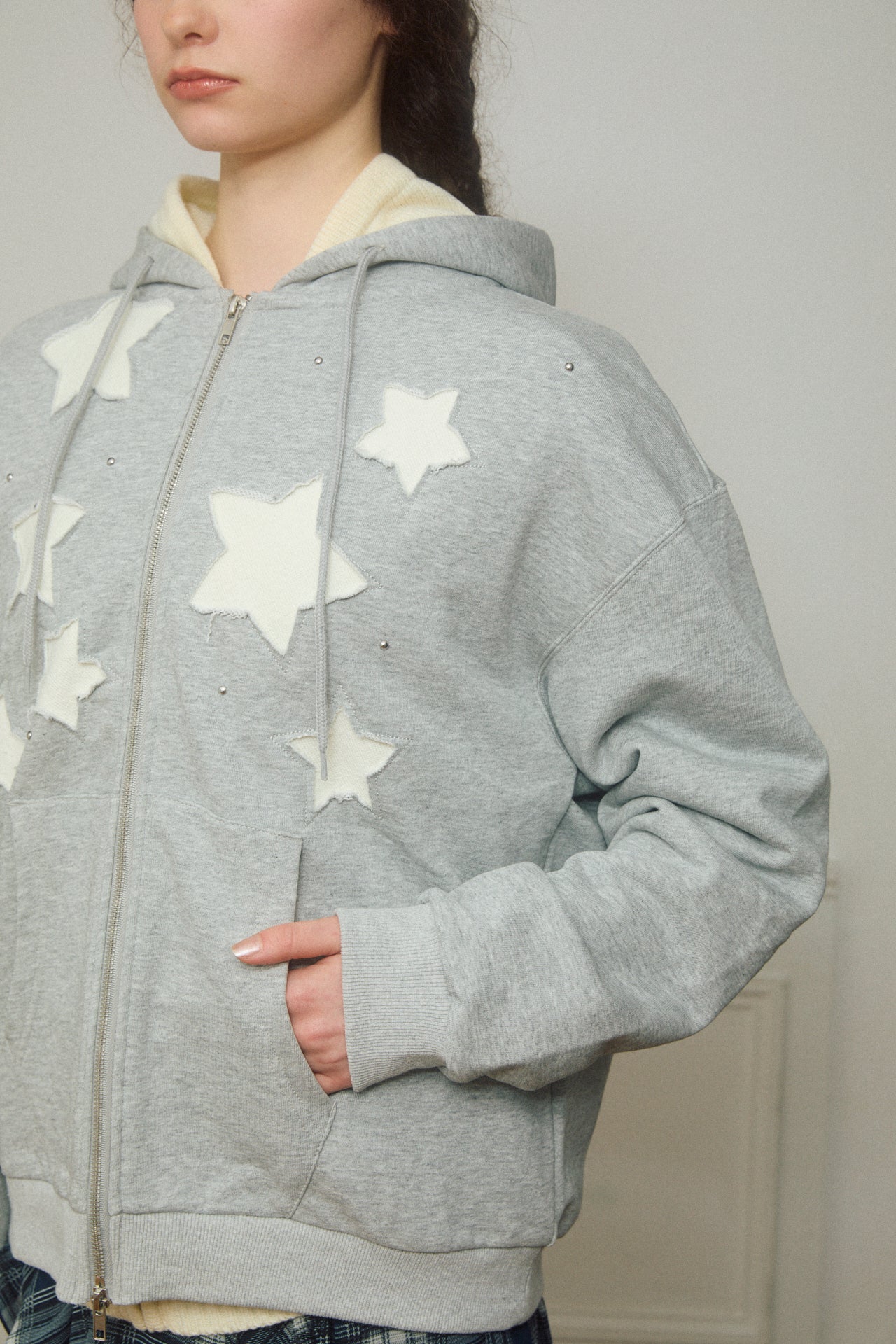 Star Patchwork Zip Hoodie