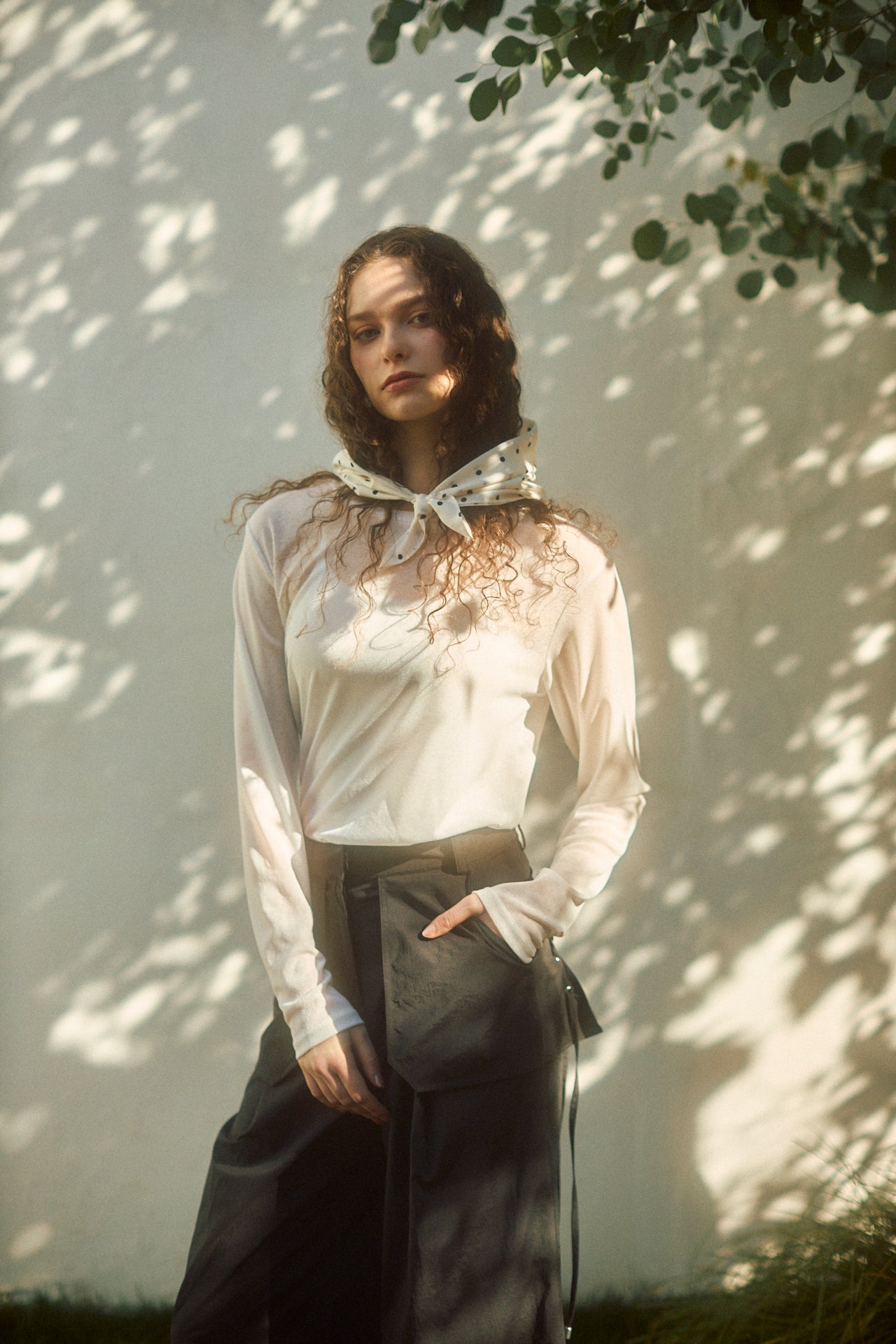 Basic Sheer Color Long-Sleeve T-Shirt