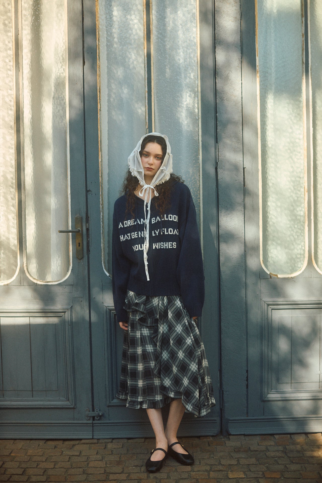 Letter Print Knit Zip Hoodie