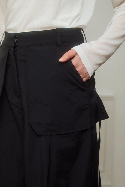 Skirt-Layered Nylon Pants