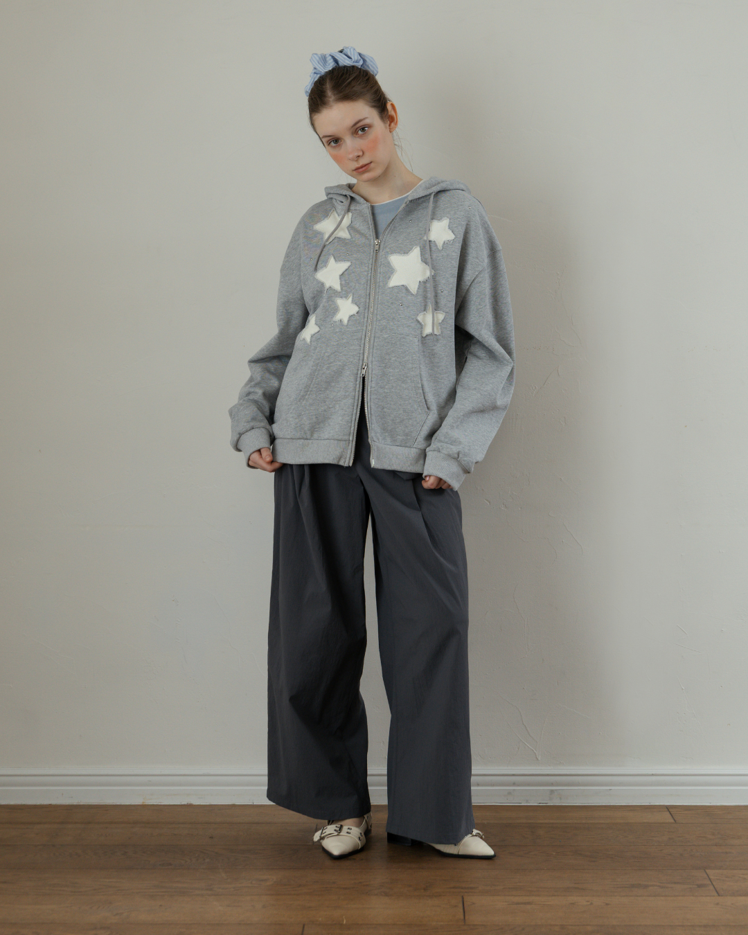 Skirt-Layered Nylon Pants