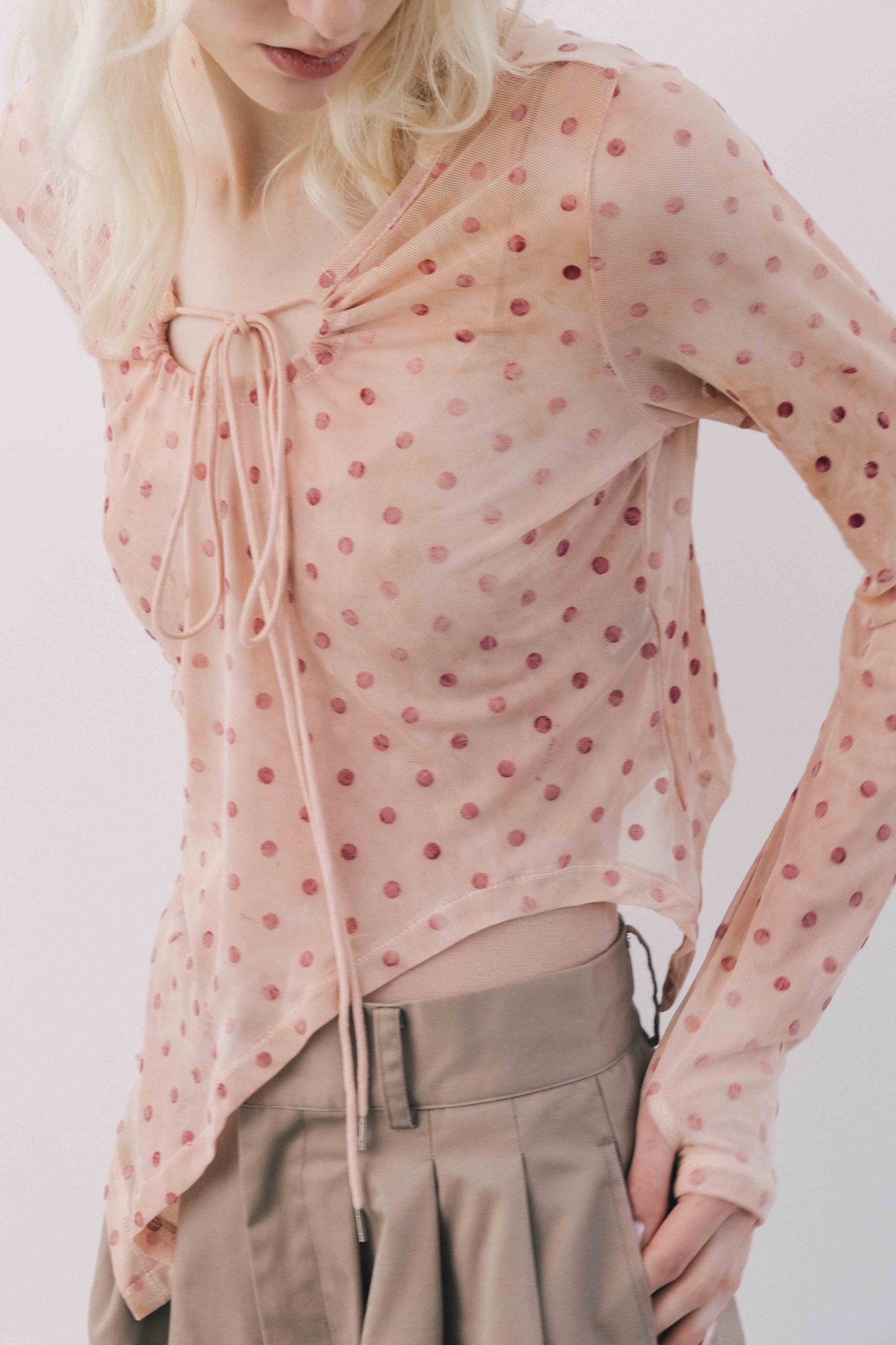 Printed Sheer Tops（beige/blue）