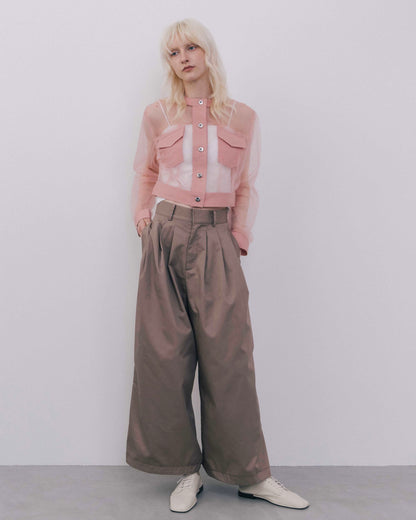 No-Collar Tulle Blouson