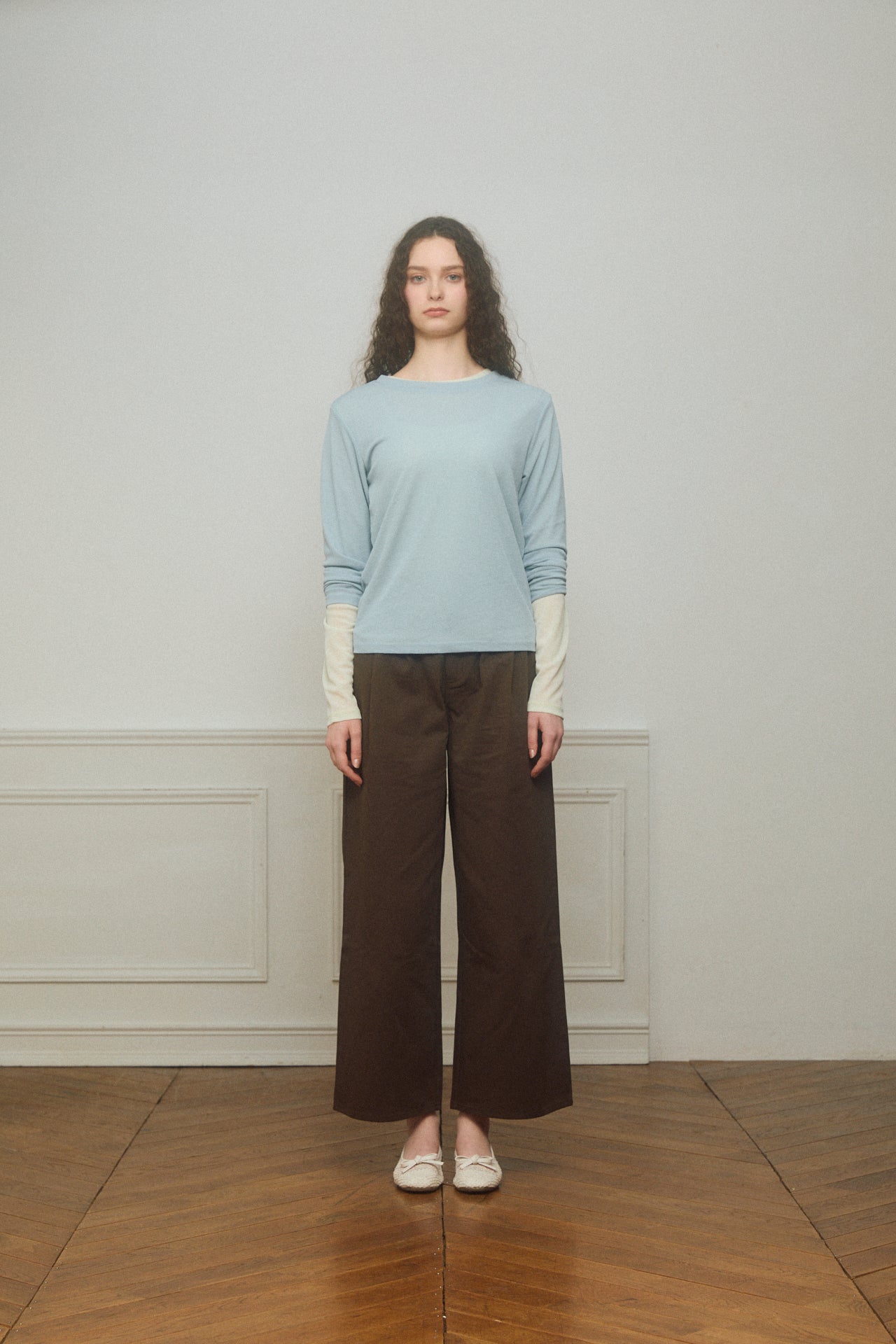 Basic Sheer Color Long-Sleeve T-Shirt