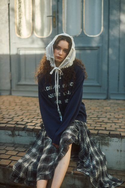 Letter Print Knit Zip Hoodie