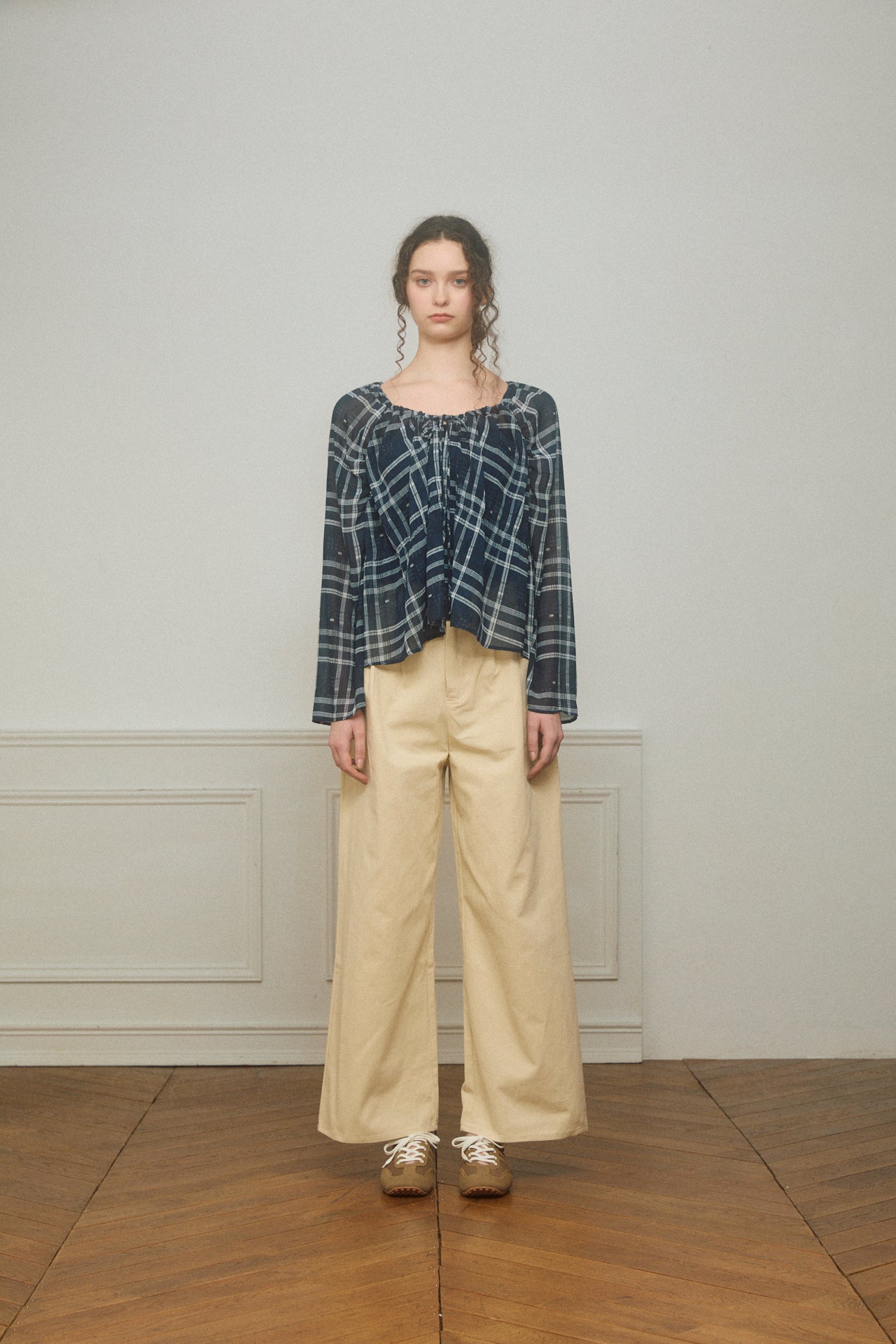 Two-Tuck Studded Twill Pants