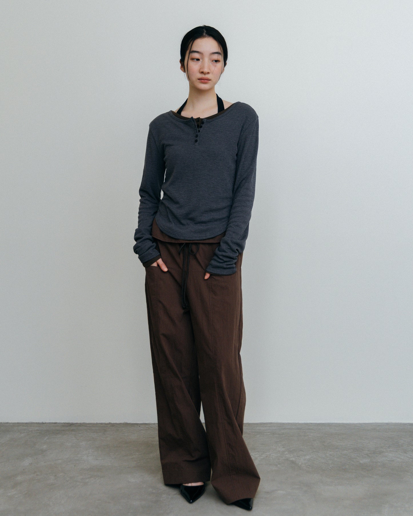 Fold Waist Lowrise Pants