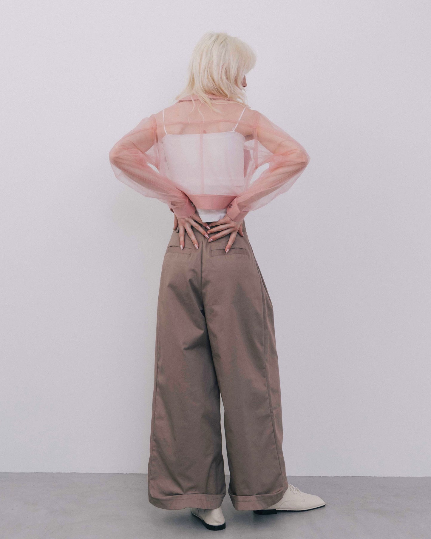 No-Collar Tulle Blouson