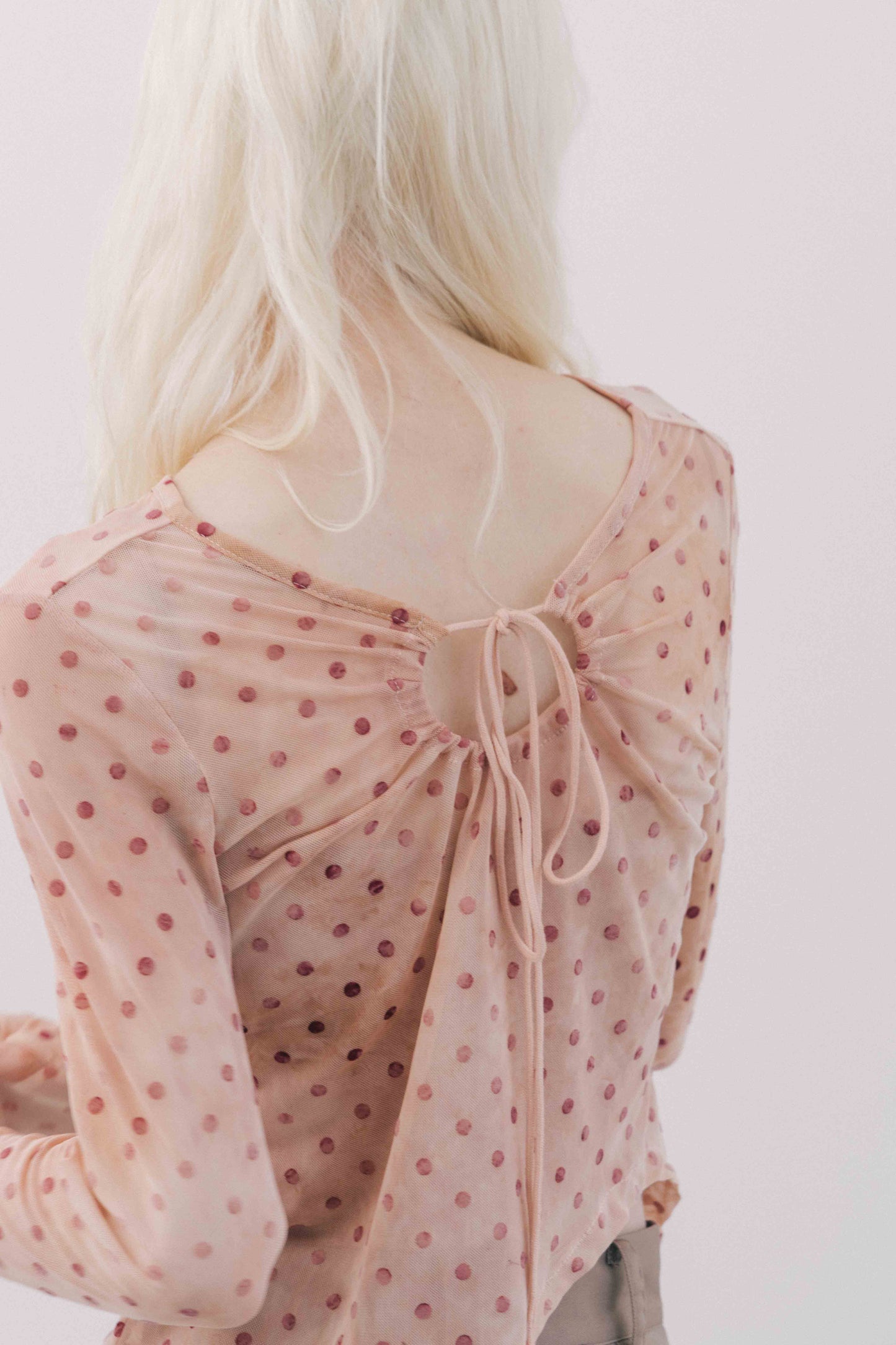 Printed Sheer Tops（beige/blue）