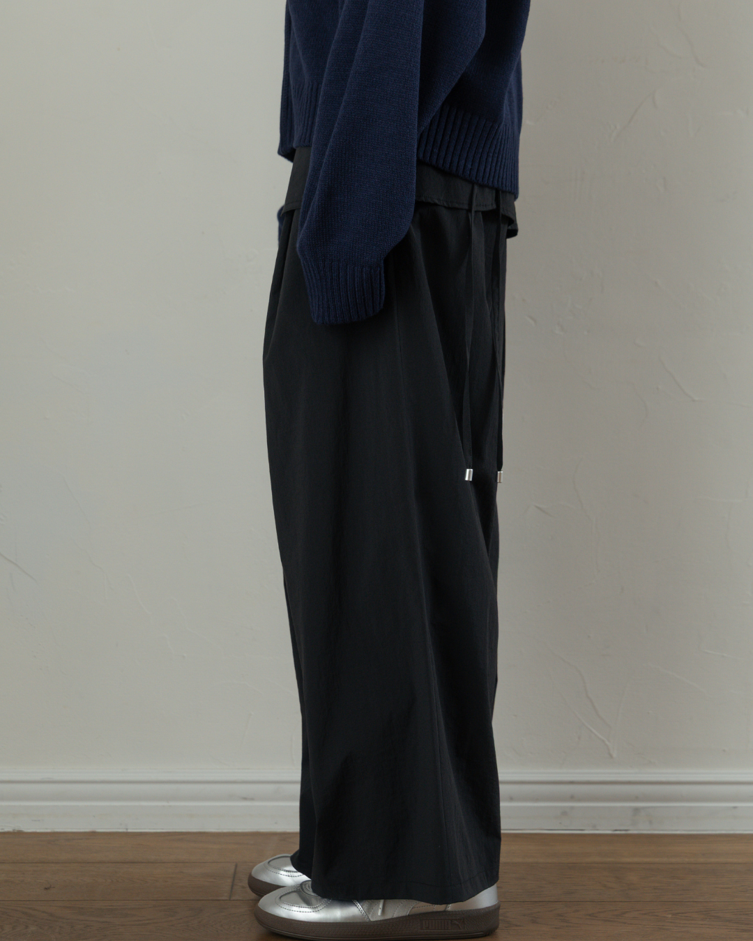 Skirt-Layered Nylon Pants