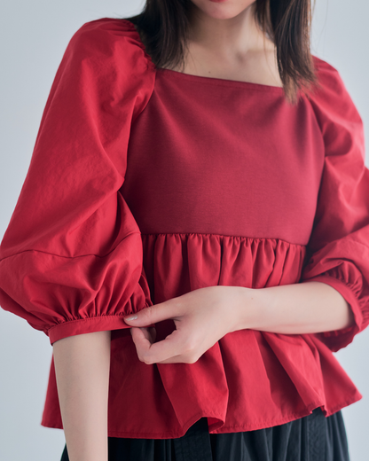 【予約】Square Neck Peplum Tops※6月下旬配送