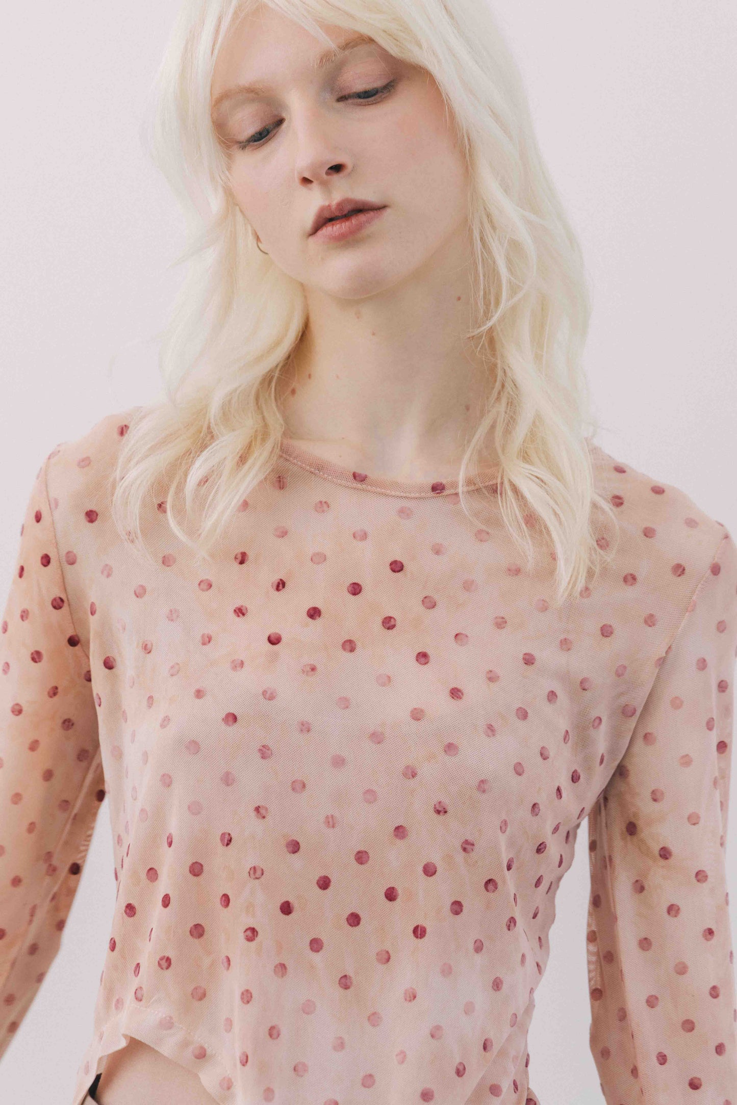 Printed Sheer Tops（beige/blue）