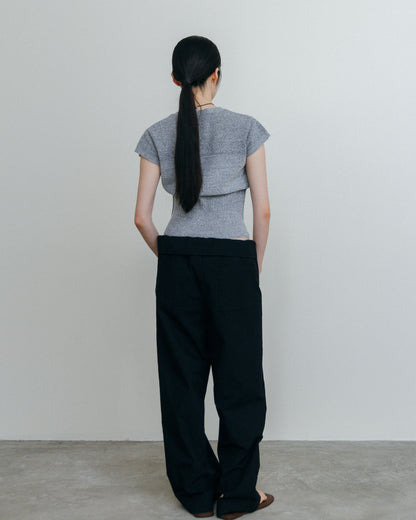 Fold Waist Lowrise Pants