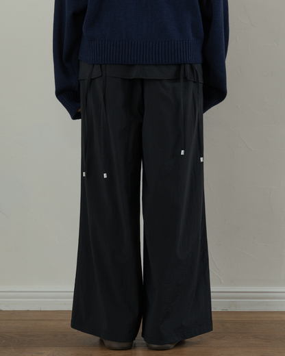 Skirt-Layered Nylon Pants