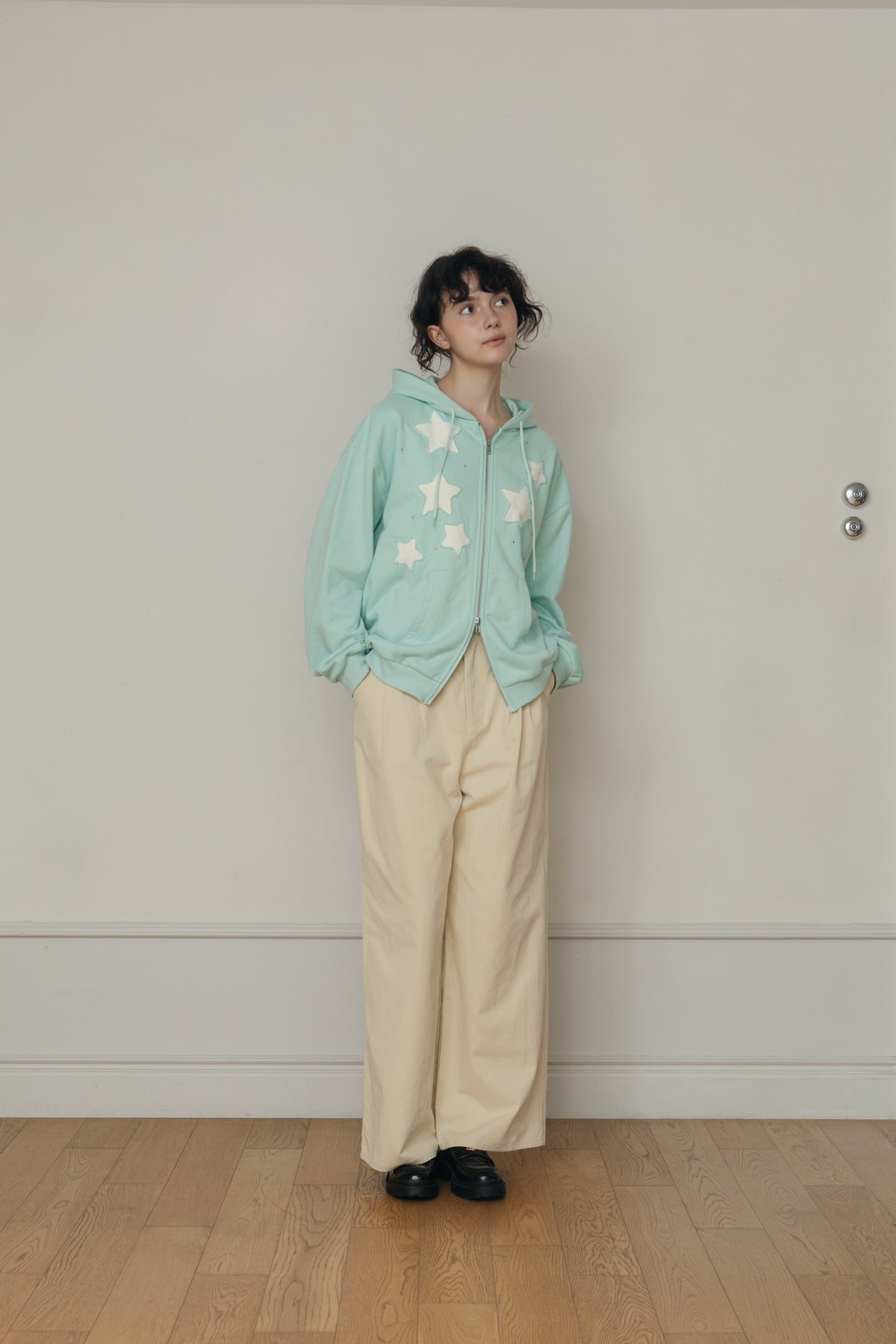 【予約】Star Patchwork Zip Hoodie（mint） ※11月中旬配送予定