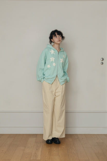 【予約】Star Patchwork Zip Hoodie（mint） ※11月中旬配送予定