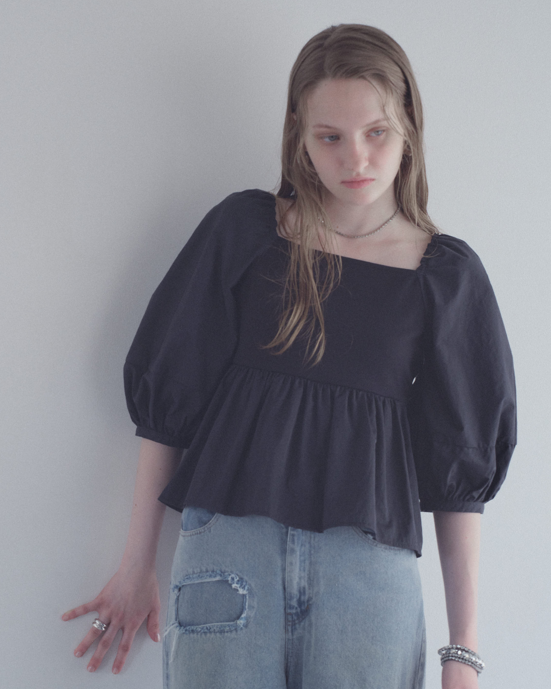 【予約】Square Neck Peplum Tops※6月下旬配送