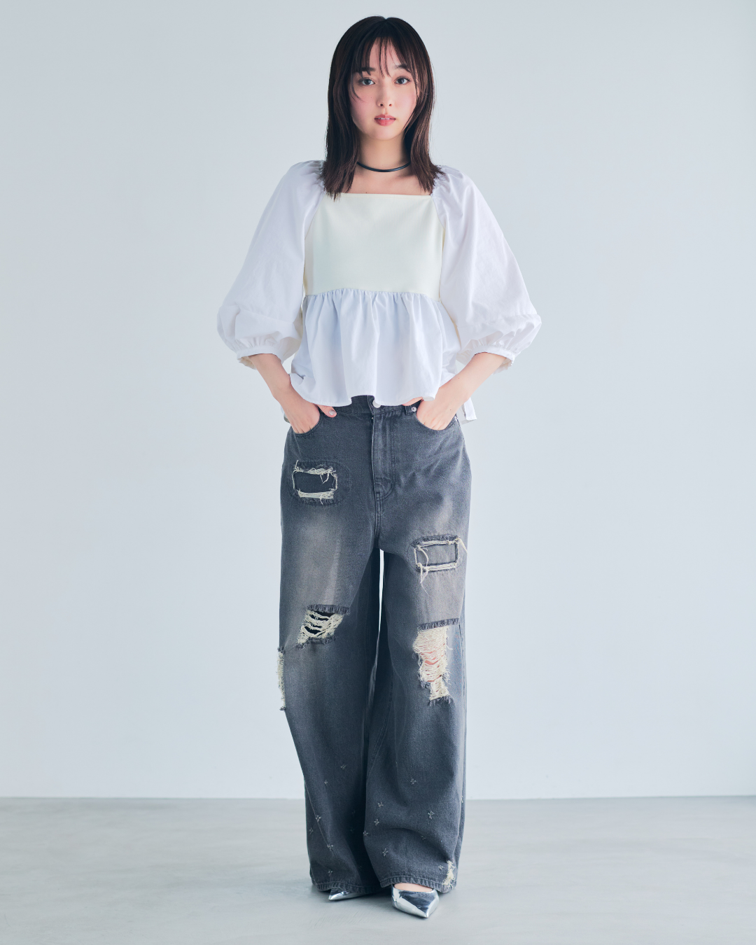【予約】Square Neck Peplum Tops※6月下旬配送