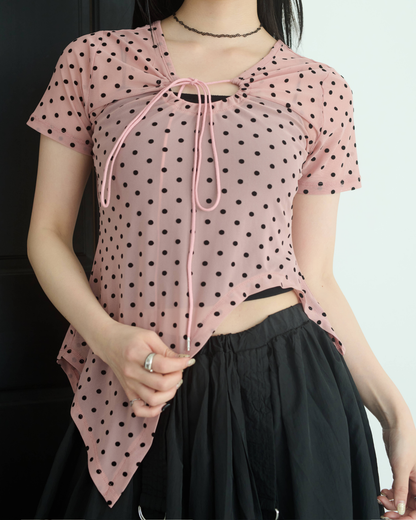 Printed Sheer Short Sleeve Tops